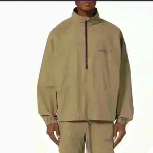Fear Of God Essentials Olive/Tan Half Zip Track Jacket Size Medium Like New!